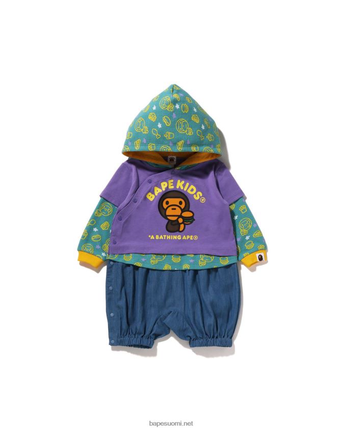 violetti lapset A Bathing Ape baby milo roskaruokakerroksinen housupaita 8HT2D81605