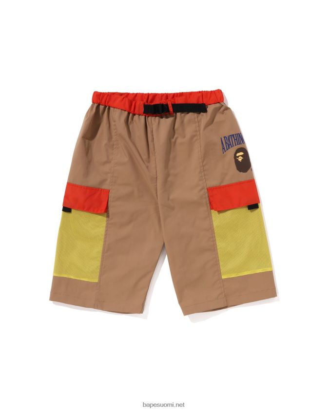 beige lapset A Bathing Ape verkkotaskuiset shortsit 8HT2D81308