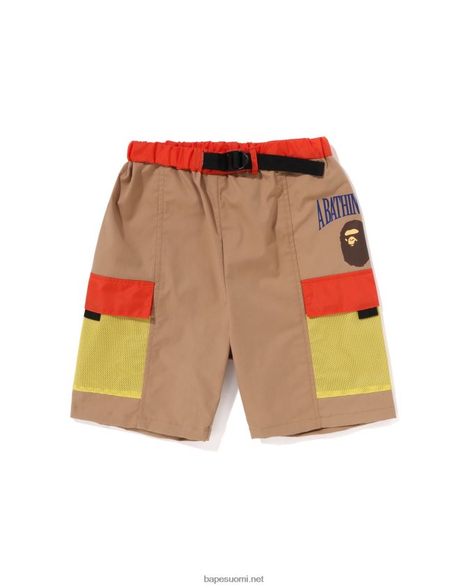 beige lapset A Bathing Ape verkkotaskuiset shortsit 8HT2D81310