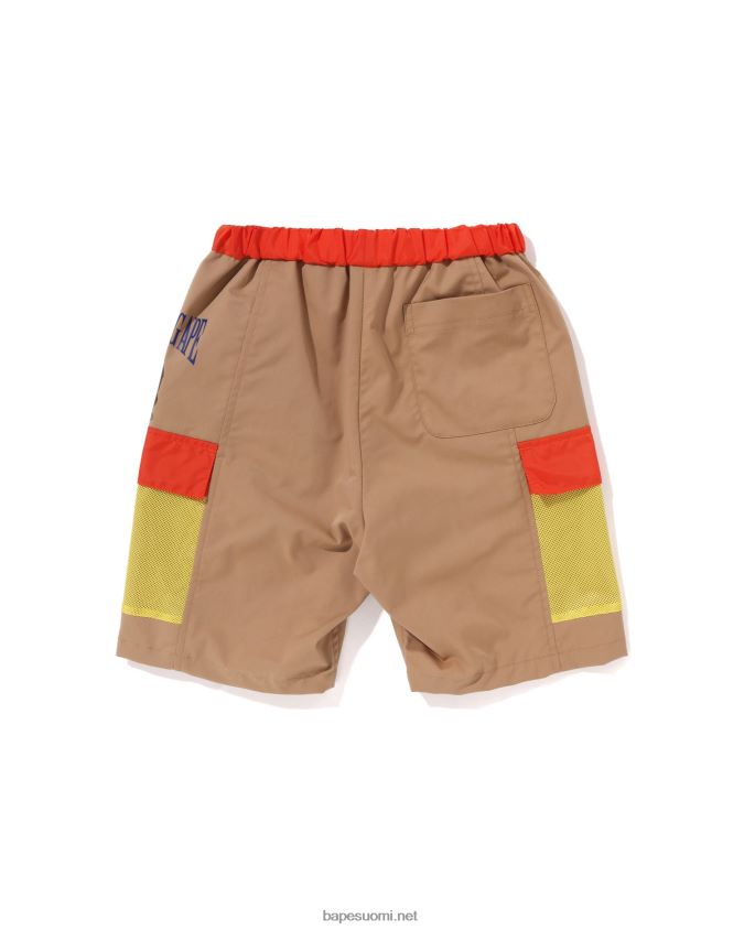 beige lapset A Bathing Ape verkkotaskuiset shortsit 8HT2D81310