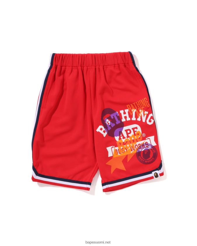 kirkkaan punainen lapset A Bathing Ape multiprint koripalloshortsit 8HT2D81360