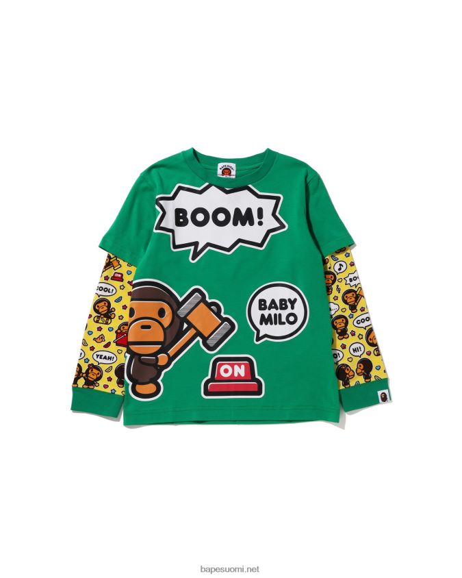 Minttu lapset A Bathing Ape baby milo puheilmapallo kerroksellinen t-paita 8HT2D81519