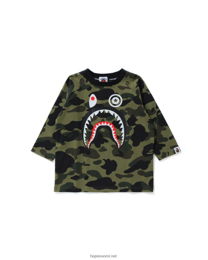 armeijan vihreä lapset A Bathing Ape 1. camo shark 3/4-hihainen t-paita 8HT2D81787