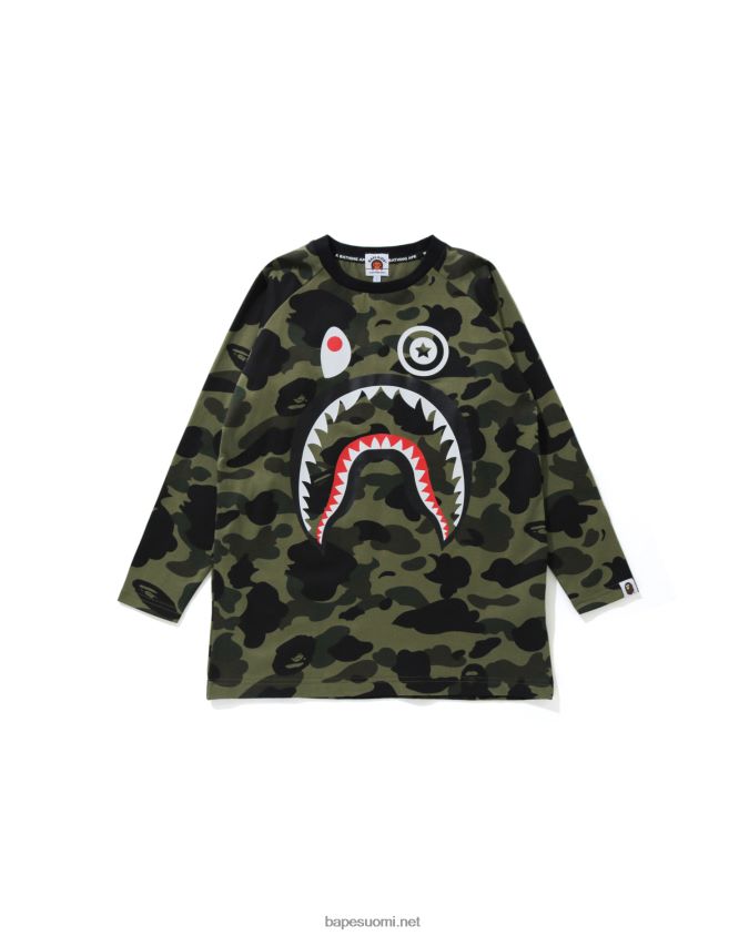 armeijan vihreä lapset A Bathing Ape 1. camo shark 3/4-hihainen t-paita 8HT2D81795