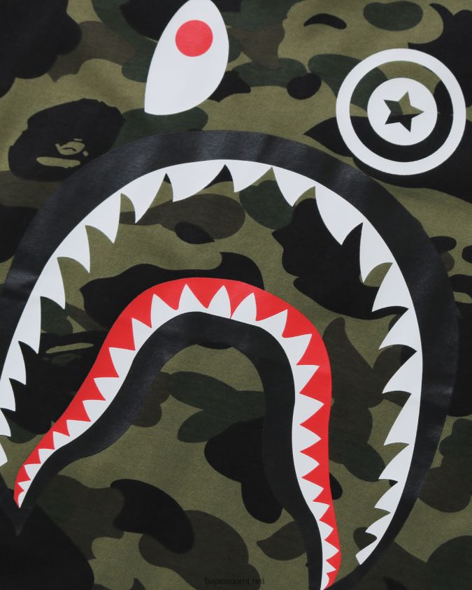 armeijan vihreä lapset A Bathing Ape 1. camo shark 3/4-hihainen t-paita 8HT2D81795