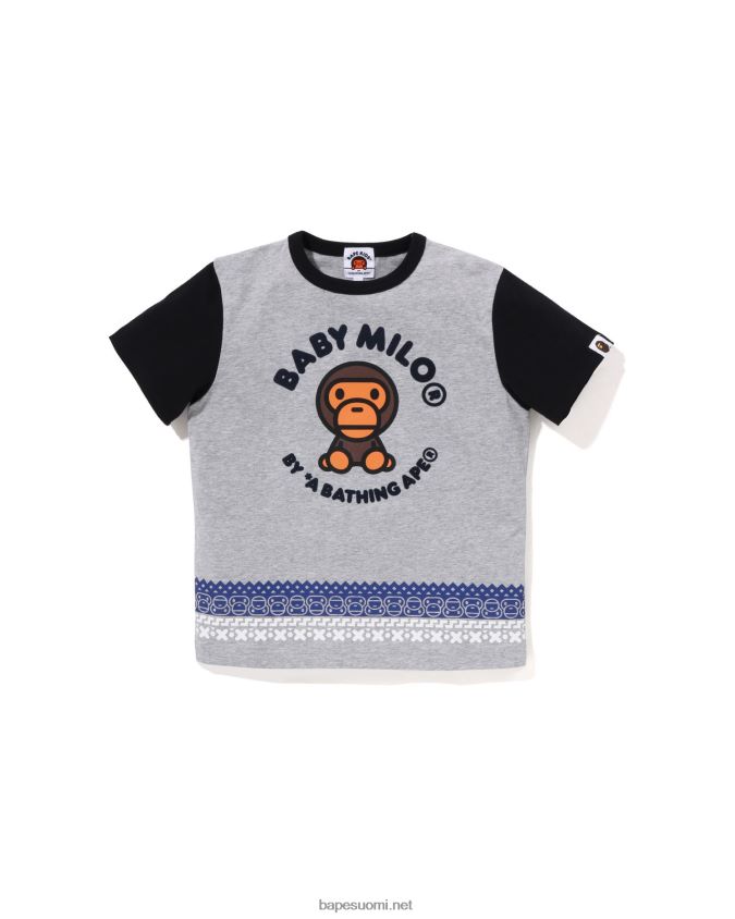 harmaa lapset A Bathing Ape baby milo nordic print -paita 8HT2D81474
