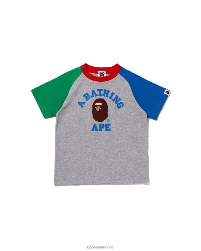 harmaa lapset A Bathing Ape college raglan tee 8HT2D81520