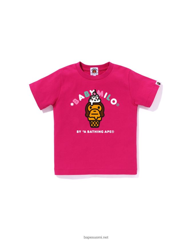 karmiinin ruusu lapset A Bathing Ape baby milo jäätelöpaita 8HT2D81411