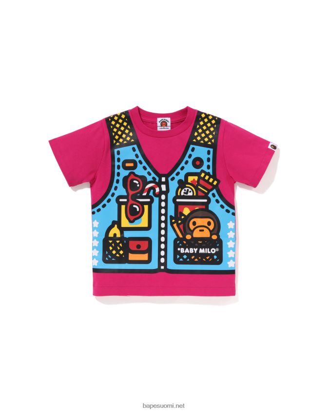 karmiinin ruusu lapset A Bathing Ape baby milo kalastusliivi printti t-paita 8HT2D81318