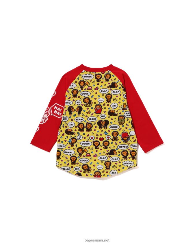 kirkkaan punainen lapset A Bathing Ape baby milo puheilmapallo raglan 3/4-hihainen t-paita 8HT2D81530