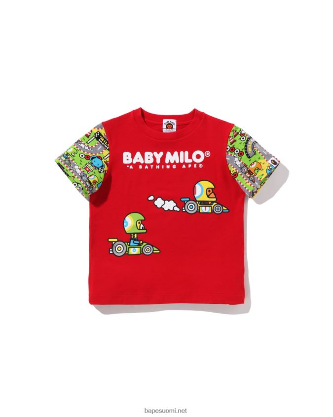 kirkkaan punainen lapset A Bathing Ape baby milo racing friends tee 8HT2D81622