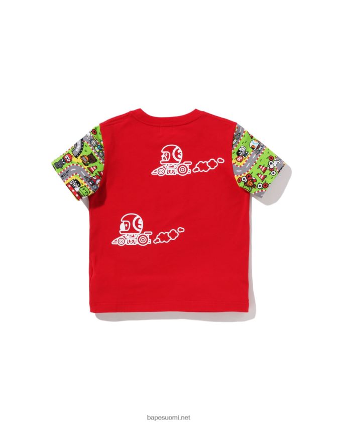 kirkkaan punainen lapset A Bathing Ape baby milo racing friends tee 8HT2D81622