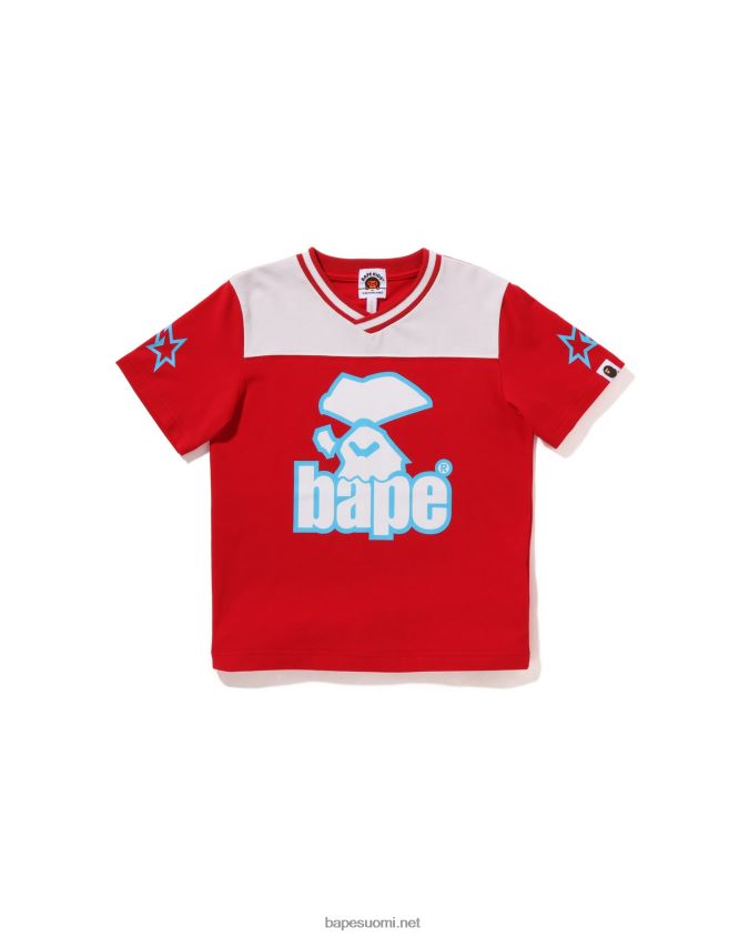 kirkkaan punainen lapset A Bathing Ape moonface jalkapallo tee 8HT2D81575