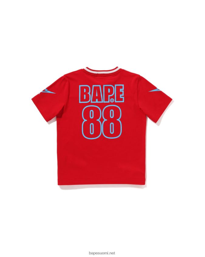 kirkkaan punainen lapset A Bathing Ape moonface jalkapallo tee 8HT2D81575