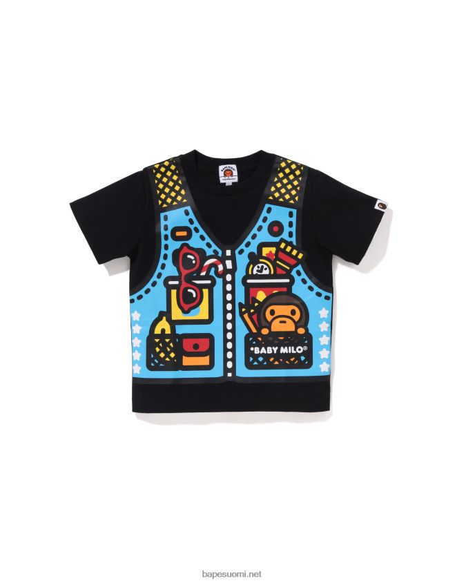 musta lapset A Bathing Ape baby milo kalastusliivi printti t-paita 8HT2D81315