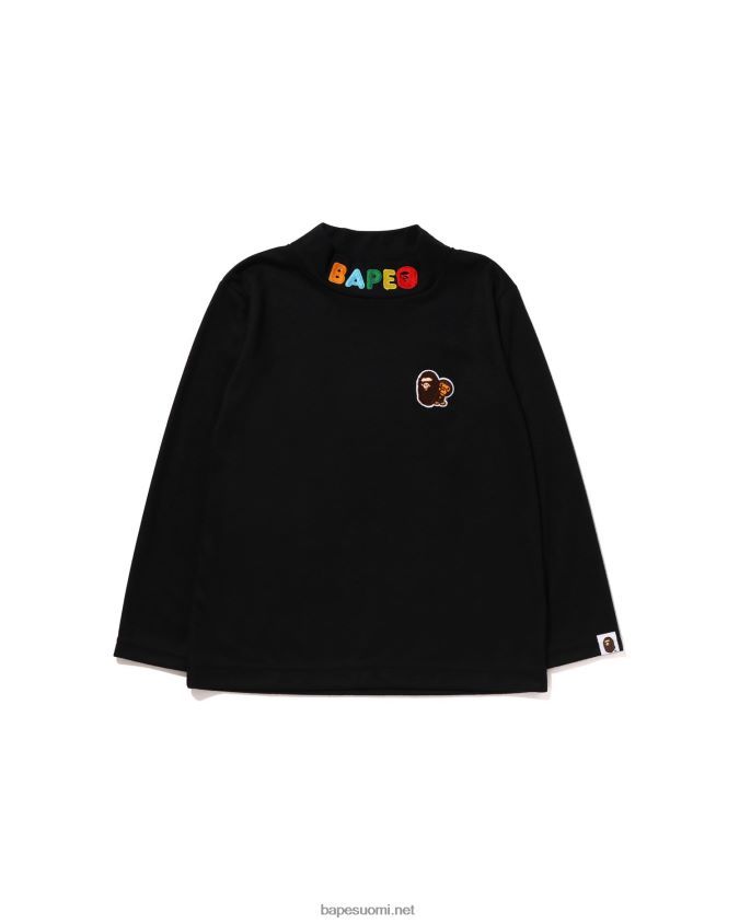 musta lapset A Bathing Ape head & milo yksi piste korkea kaula T-paita 8HT2D81492