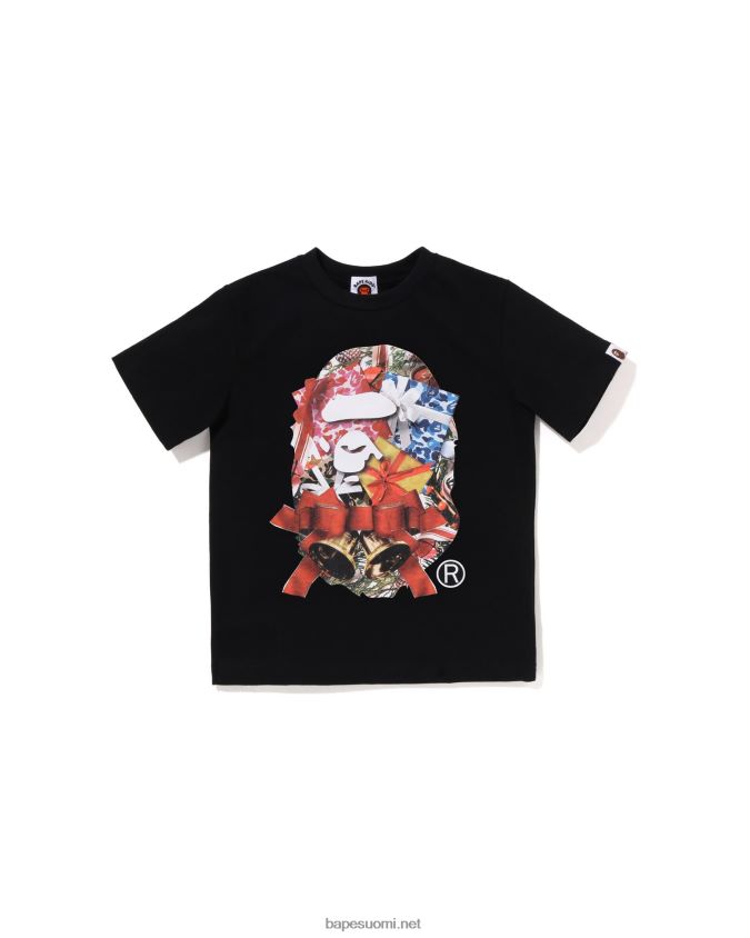 musta lapset A Bathing Ape jouluinen pään t-paita 8HT2D81357