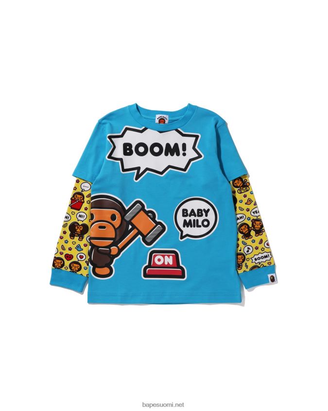 sininen lapset A Bathing Ape baby milo puheilmapallo kerroksellinen t-paita 8HT2D81518