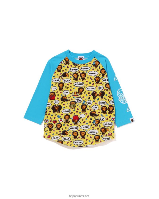 sininen lapset A Bathing Ape baby milo puheilmapallo raglan 3/4-hihainen t-paita 8HT2D81529