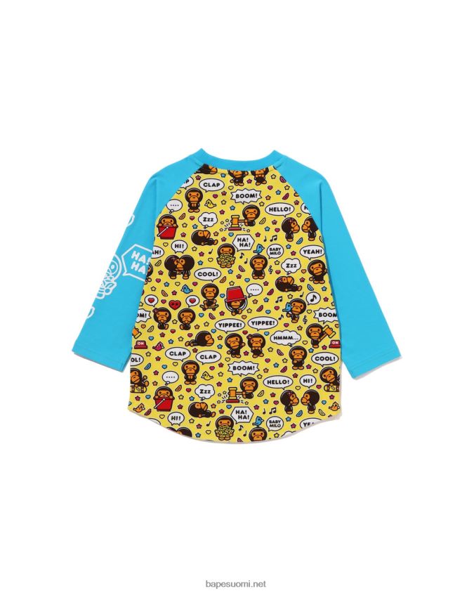 sininen lapset A Bathing Ape baby milo puheilmapallo raglan 3/4-hihainen t-paita 8HT2D81529