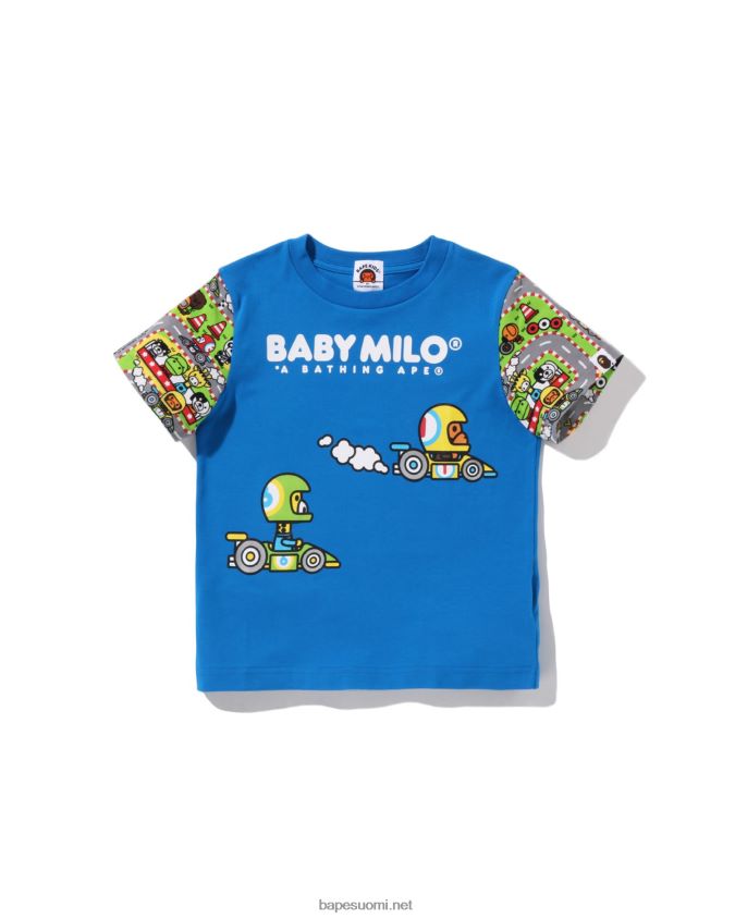 sininen lapset A Bathing Ape baby milo racing friends tee 8HT2D81621