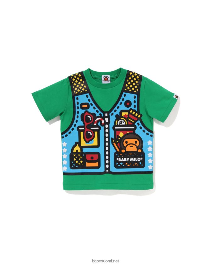 smaragdi lapset A Bathing Ape baby milo kalastusliivi printti t-paita 8HT2D81317