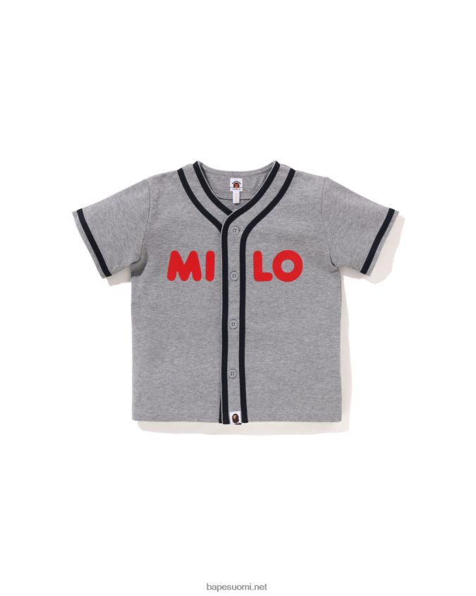 tummanharmaa lapset A Bathing Ape baby milo baseball-paita 8HT2D81346