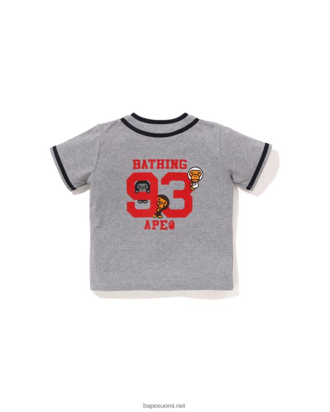 tummanharmaa lapset A Bathing Ape baby milo baseball-paita 8HT2D81346