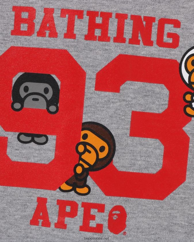 tummanharmaa lapset A Bathing Ape baby milo baseball-paita 8HT2D81346