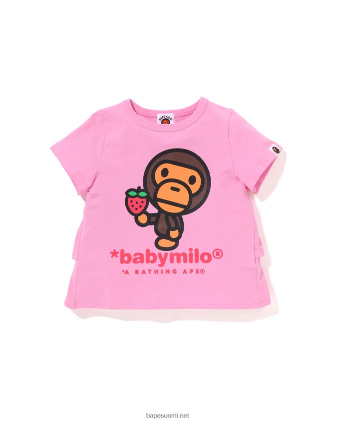 vaaleanpunainen lapset A Bathing Ape baby milo mansikkaröyhelöpaita 8HT2D81277