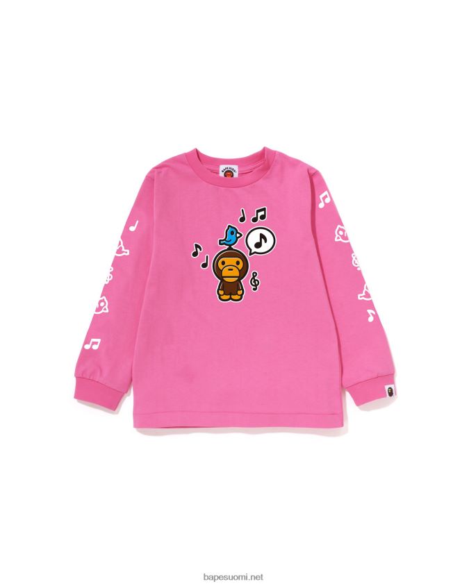vaaleanpunainen lapset A Bathing Ape baby milo puheilmapallo t-paita #2 8HT2D81485