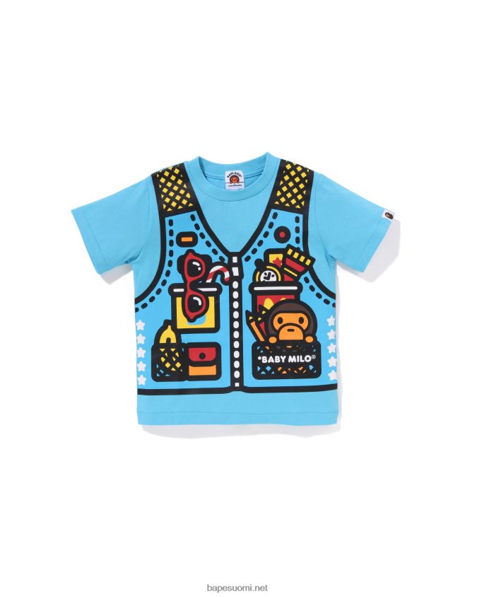 vaaleansininen lapset A Bathing Ape baby milo kalastusliivi printti t-paita 8HT2D81316