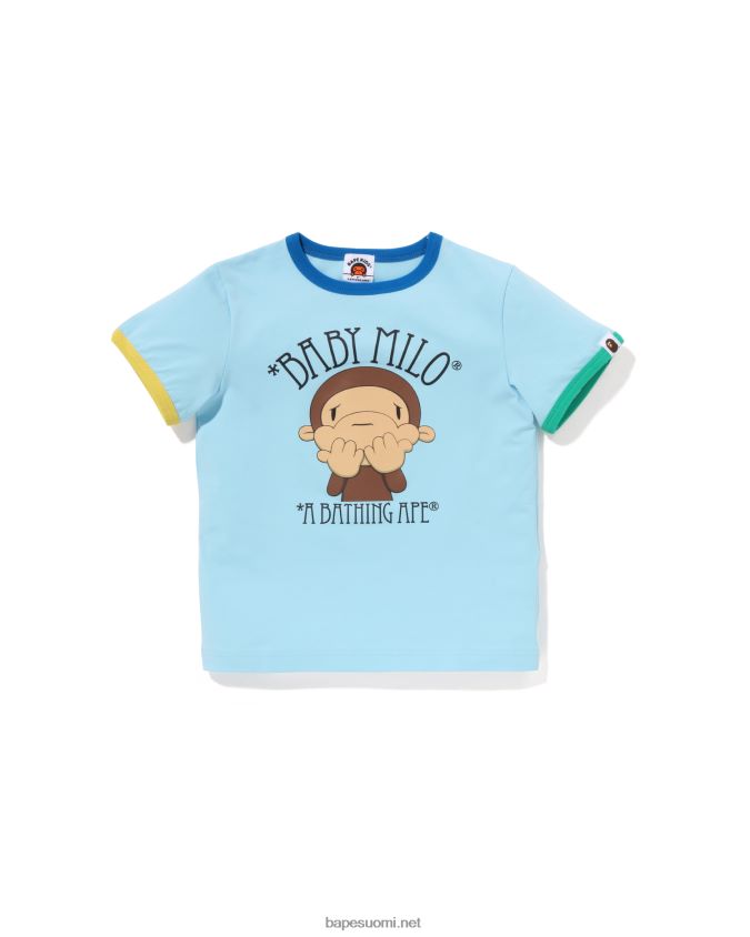 vaaleansininen lapset A Bathing Ape piirretty milo shy ringer t-paita 8HT2D81298