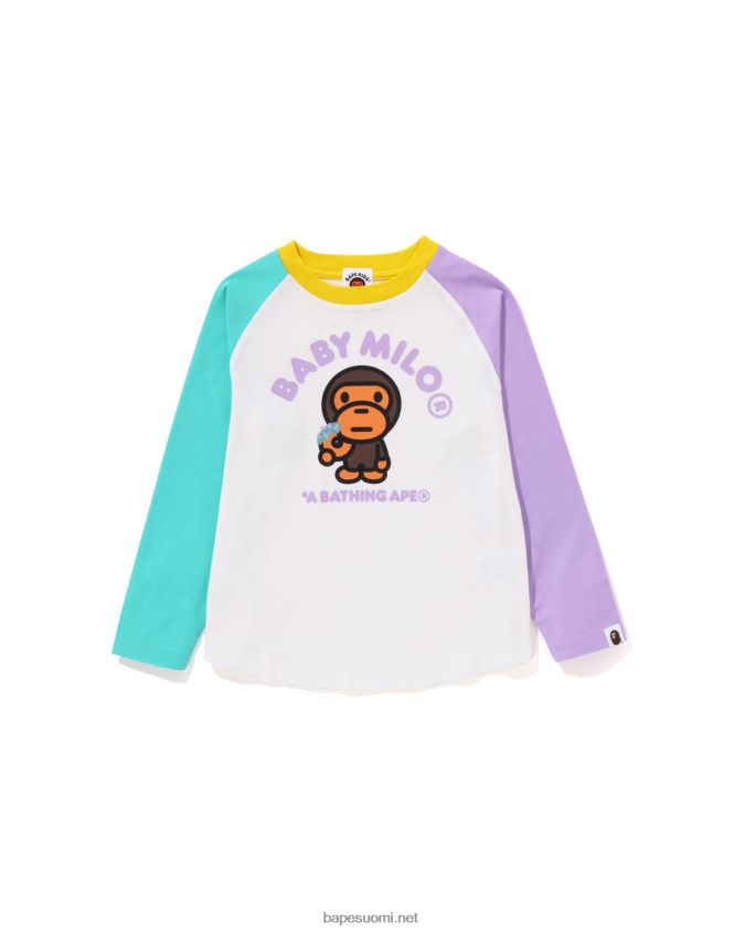 valkoinen lapset A Bathing Ape baby milo donitsit raglan tee 8HT2D81465