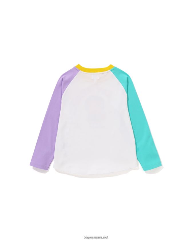 valkoinen lapset A Bathing Ape baby milo donitsit raglan tee 8HT2D81465