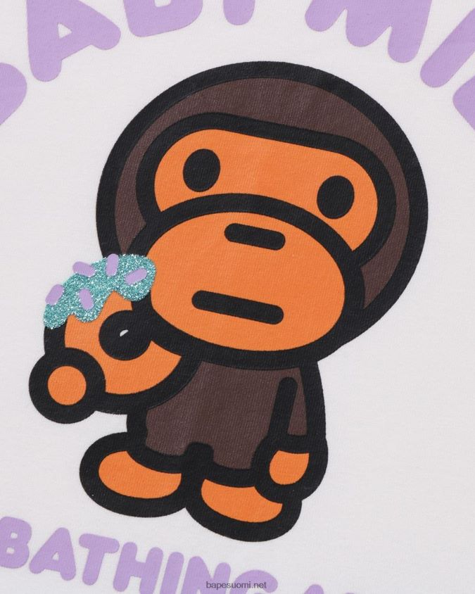 valkoinen lapset A Bathing Ape baby milo donitsit raglan tee 8HT2D81465