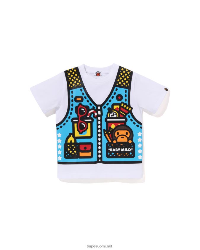 valkoinen lapset A Bathing Ape baby milo kalastusliivi printti t-paita 8HT2D81320