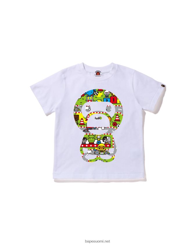 valkoinen lapset A Bathing Ape baby milo racing iso vauva milo tee 8HT2D81550