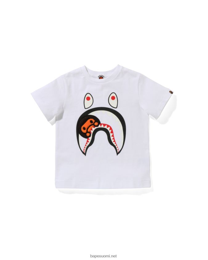 valkoinen lapset A Bathing Ape boa fleece milo shark t-paita 8HT2D81661
