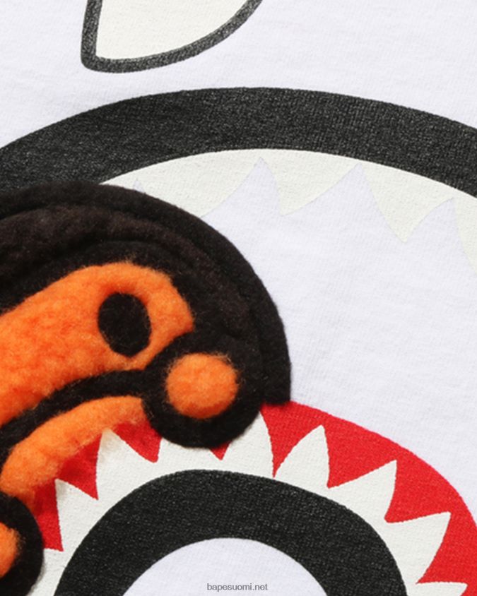 valkoinen lapset A Bathing Ape boa fleece milo shark t-paita 8HT2D81661