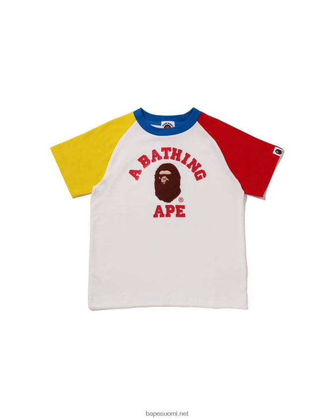 valkoinen lapset A Bathing Ape college raglan tee 8HT2D81521