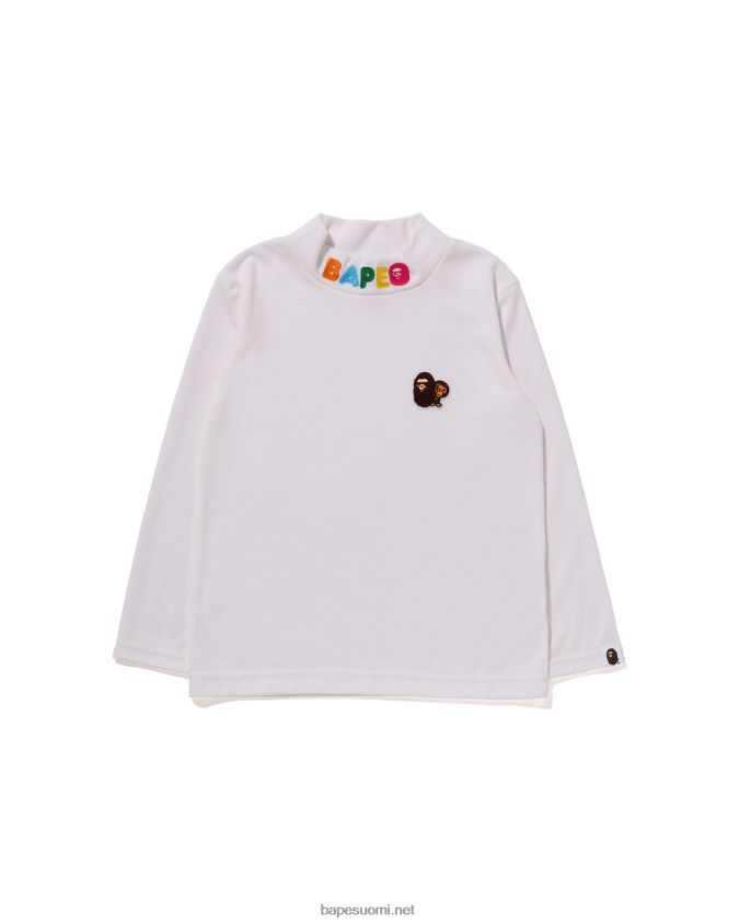 valkoinen lapset A Bathing Ape head & milo yksi piste korkea kaula T-paita 8HT2D81494