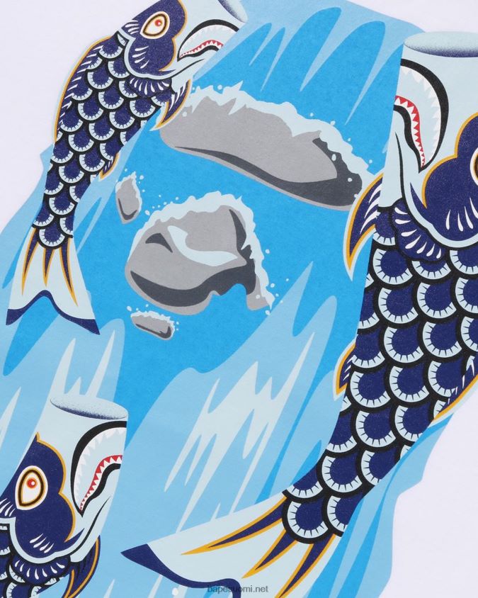 valkoinen lapset A Bathing Ape koinobori vesiputous pään tee 8HT2D81336