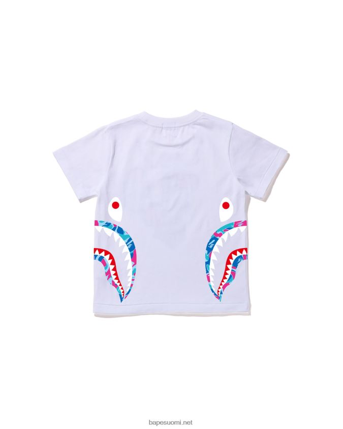 valkoinen lapset A Bathing Ape marmorinen camo side shark t-paita 8HT2D81614