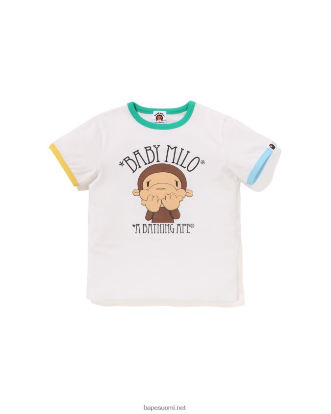 valkoinen lapset A Bathing Ape piirretty milo shy ringer t-paita 8HT2D81299