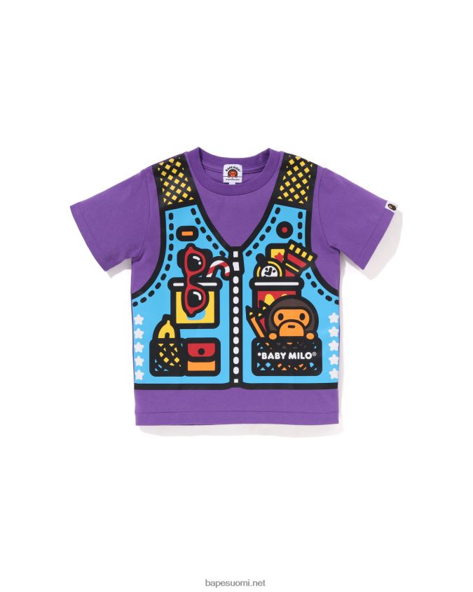 violetti lapset A Bathing Ape baby milo kalastusliivi printti t-paita 8HT2D81319