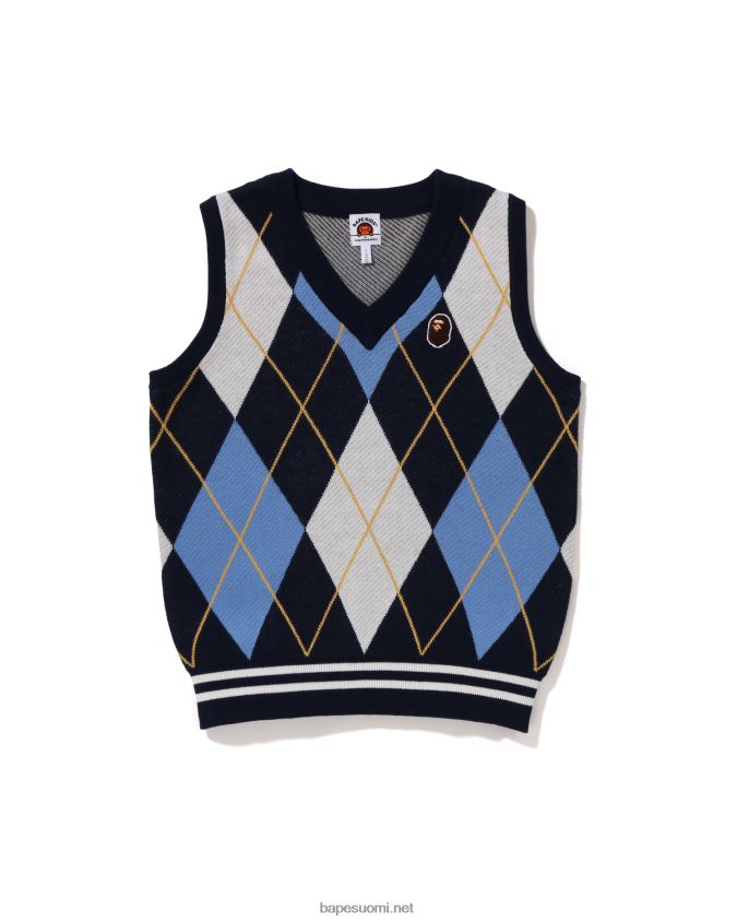sininen lapset A Bathing Ape päälappu argyle knit vest jr 8HT2D81689