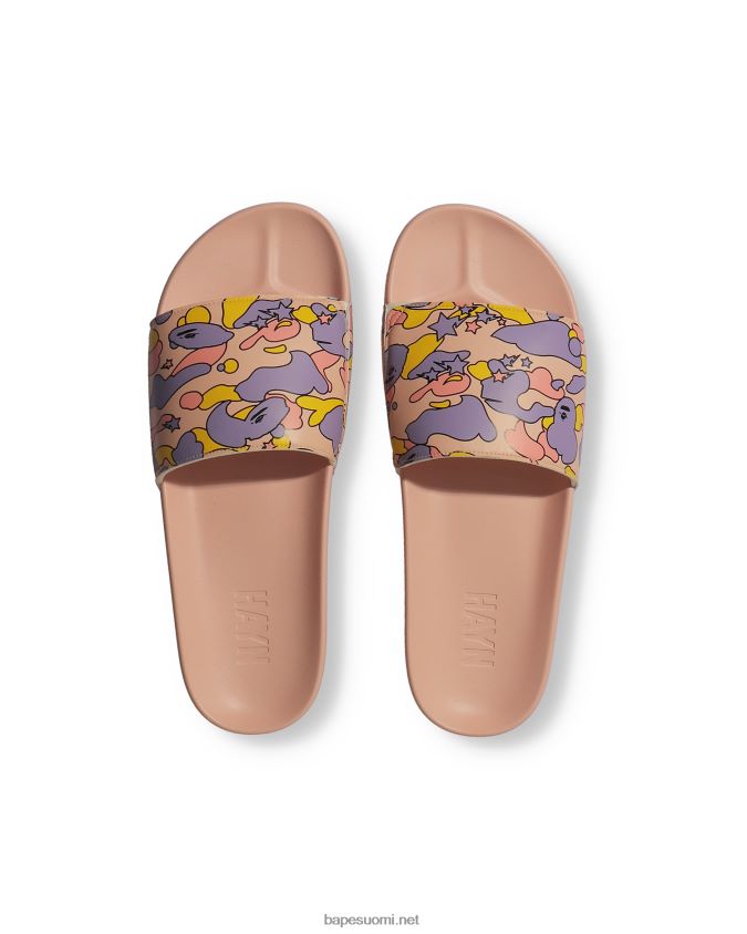 vaaleanpunainen miehet A Bathing Ape x hayn sta camo slide sandaalit 8HT2D8729