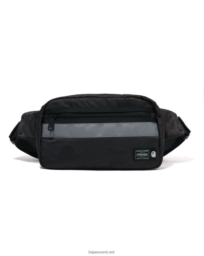 musta miehet A Bathing Ape x porter kiinteä camo vyötärölaukku 8HT2D8431