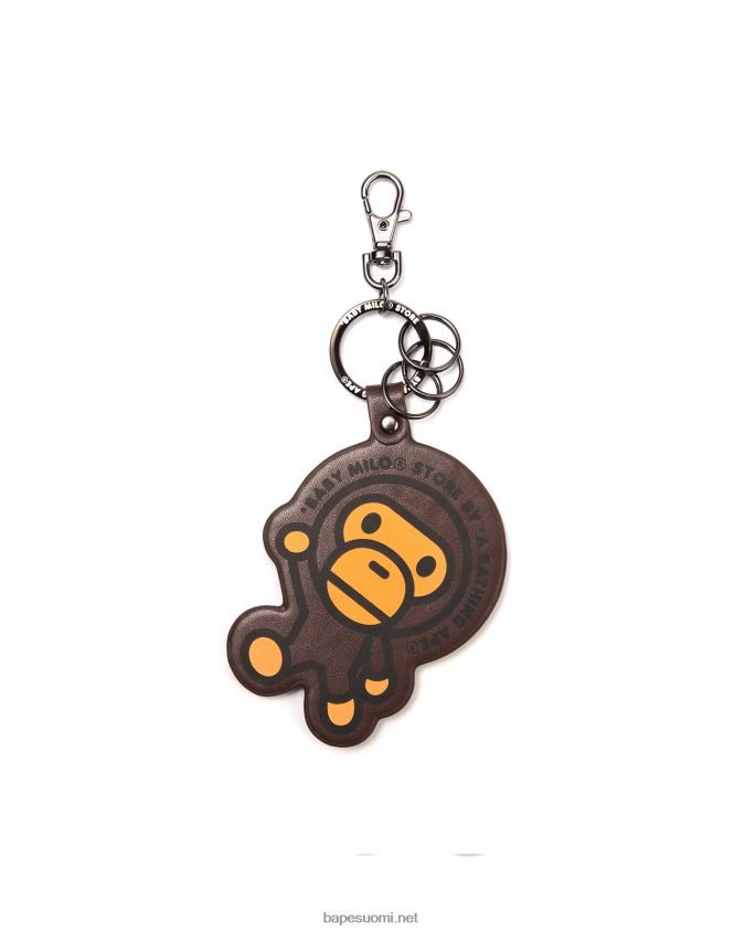 kahvia miehet A Bathing Ape nimilappu avaimenperä 8HT2D81173
